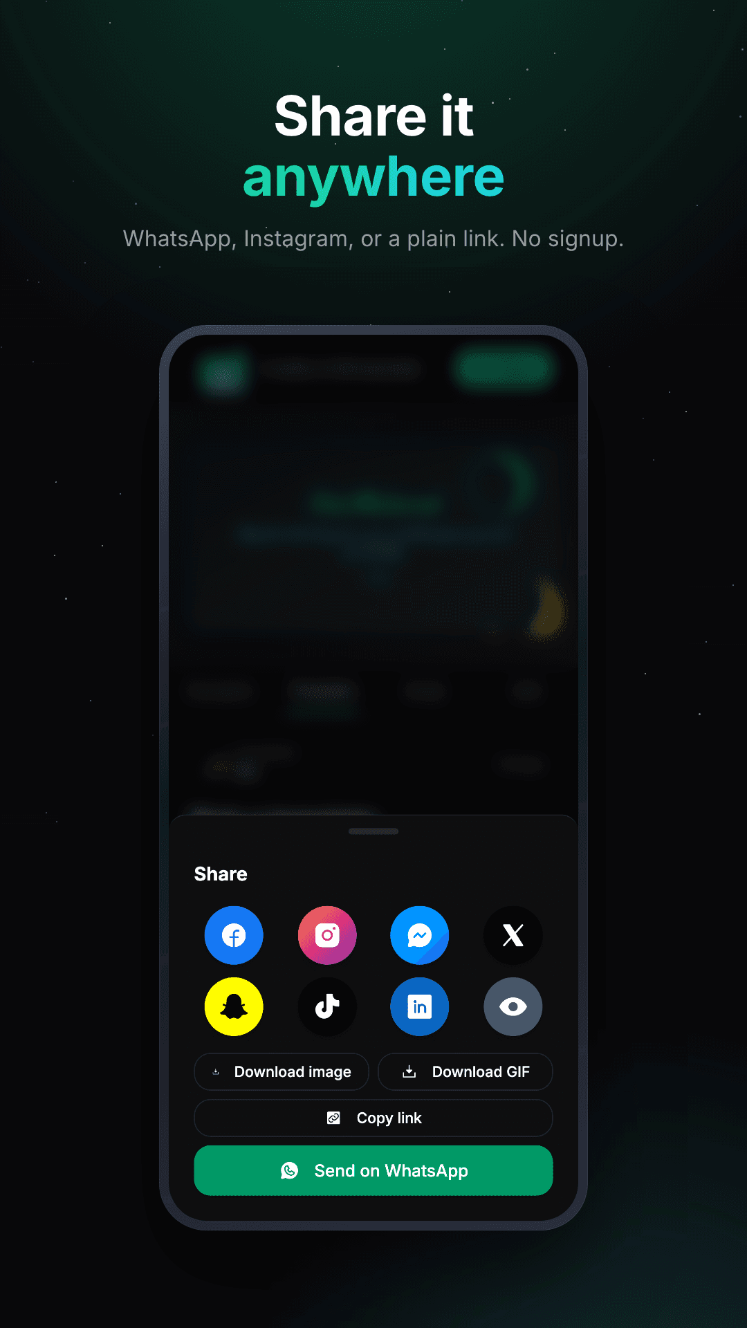 Share to WhatsApp, Instagram and more